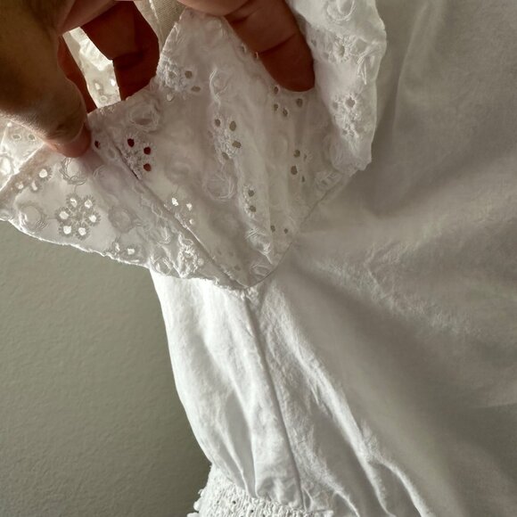 1. State White Eyelet Lace Crop Blouse With Flutter Sleeves Lightweight Minimali - Picture 7 of 12